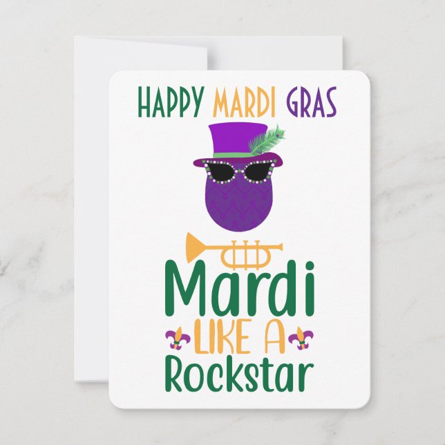 Mardi som ett rakstar Mardi Gras Card Anteckningskort (Framsida)