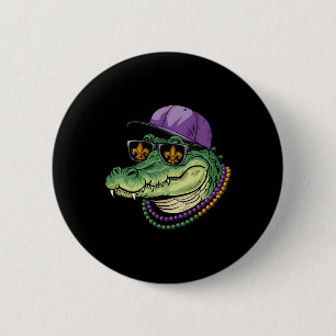 Mardigator Alligator Bruh Mardi Gras Costume Tonår Knapp