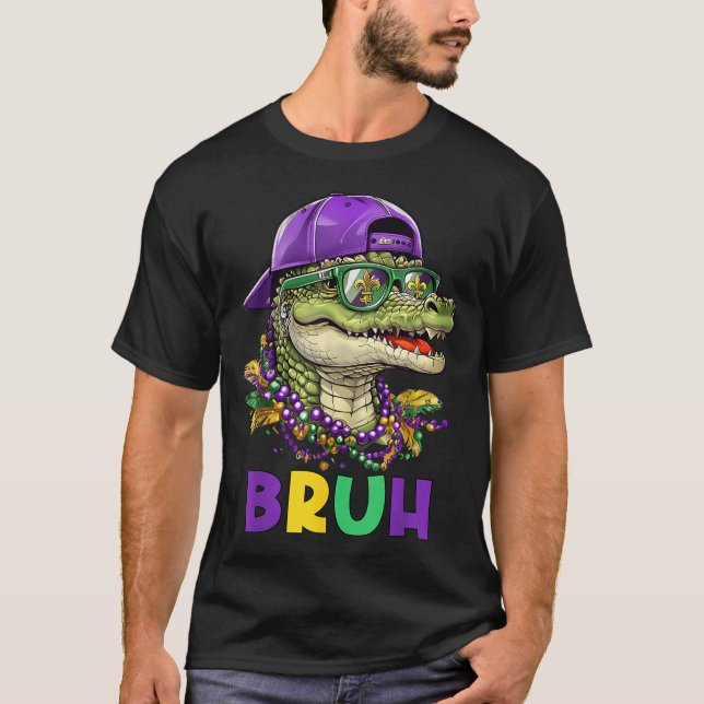 Mardigator Alligator Bruh Mardi Gras Costume Tonår T Shirt (Framsida)
