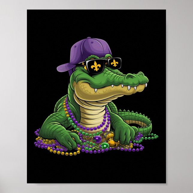 Mardigator Mardi Gras Alligator Costume Manar Wome Poster (Framsidan)
