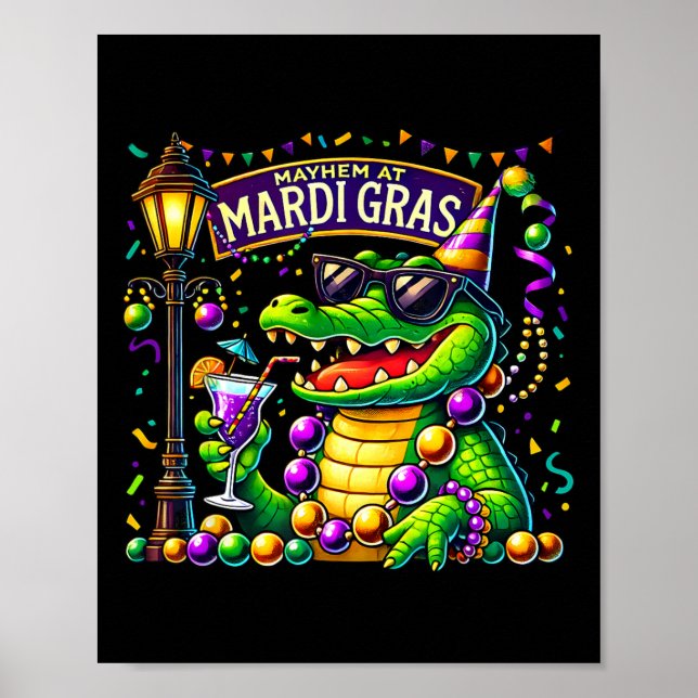 Mardigator Mardi Gras Alligator Costume Manar Wome Poster (Framsidan)