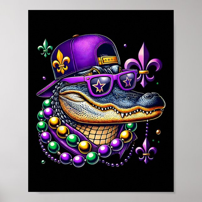 Mardigator Mardi Gras Alligator Costume Manar Wome Poster (Framsidan)