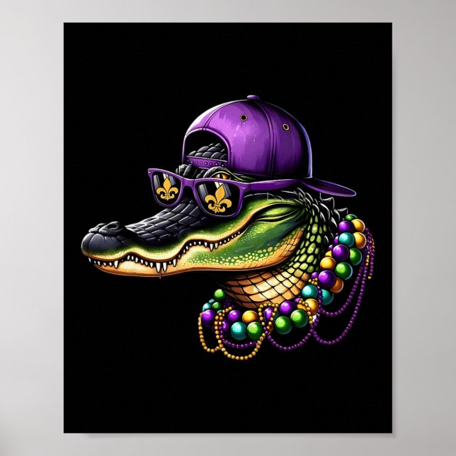 Mardigator Mardi Gras Alligator Costume Manar Wome Poster (Framsidan)