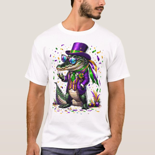 Mardigator Mardi Gras Alligator Costume T Shirt (Framsida)