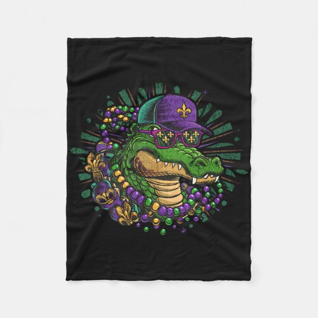 Mardigator Mardi Gras Alligator Kostym Kvinnor Män Fleecefilt (Framsidan)