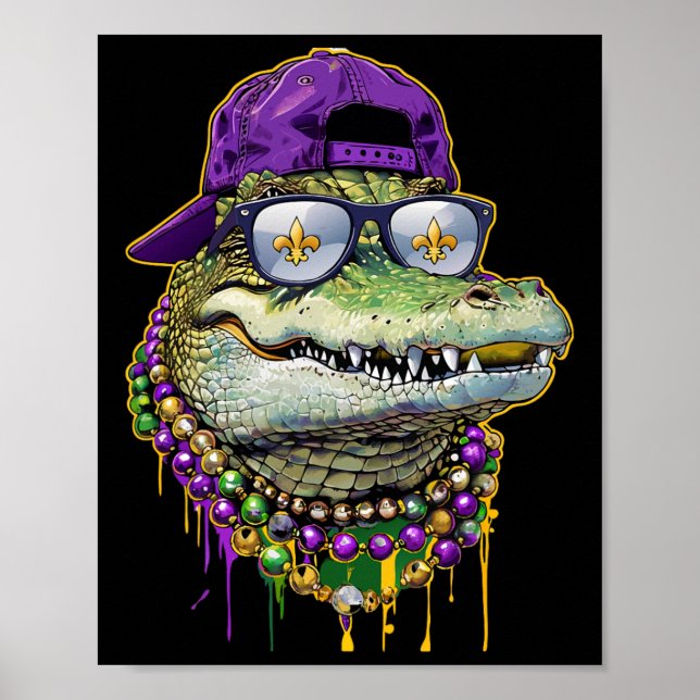 Mardigator Mardi Gras-alligator kostym Män Kvinnor Poster (Framsidan)