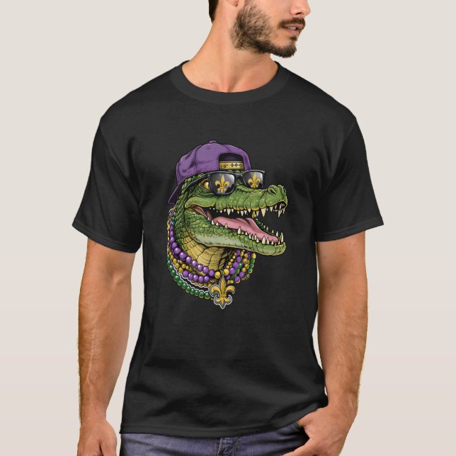 Mardigator Mardi Gras Alligator Kostym Män Kvinnor T Shirt (Framsida)