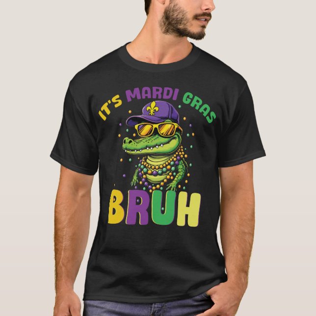 Mardigator Mardi Gras Alligator T Shirt (Framsida)