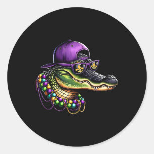 Mardigator Mardi Gras Costume Alligator Carnival B Runt Klistermärke