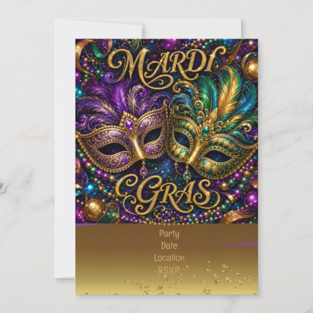 Mardigras Inbjudningar (Framsida)