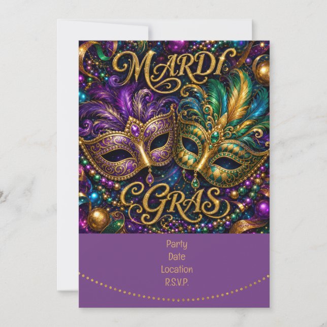 Mardigras Inbjudningar (Framsida)