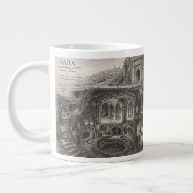 Mardin Dara Underjordiska Stads Skiss  Jumbo Mugg (Vänster)
