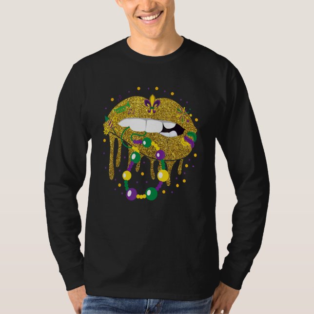 Mardis Grad Läppar Queen Carnival Costume T Shirt (Framsida)
