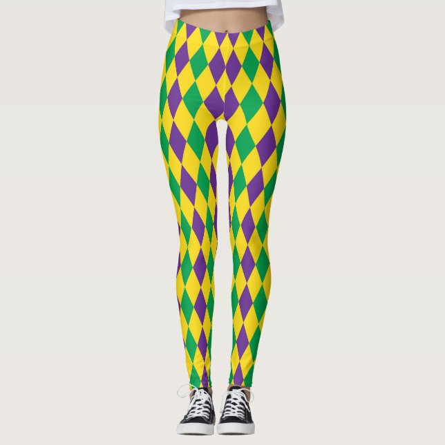 Mardis Gras Harlequin Diamonds Carnival Leggings (Framsida)