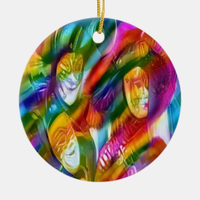 Mardis Gras Julgransprydnad Keramik (Framsidan)