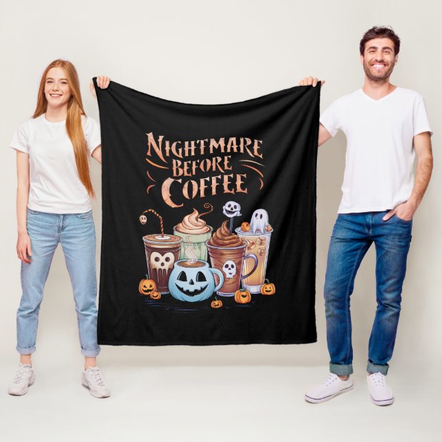 Mardröm före kaffe Pumpa Krydda Halloween Fleecefilt (På plats)