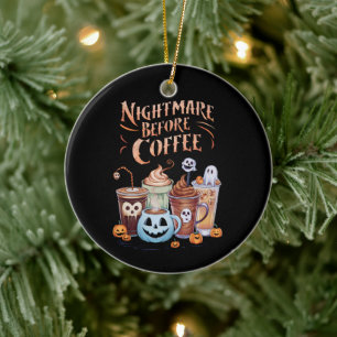 Mardröm före kaffe Pumpa Krydda Halloween Julgransprydnad Keramik