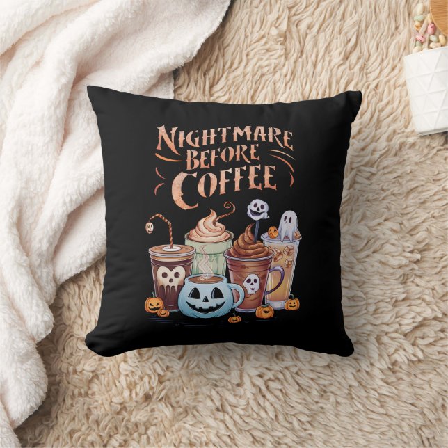 Mardröm före kaffe Pumpa Krydda Halloween Kudde (Filt)