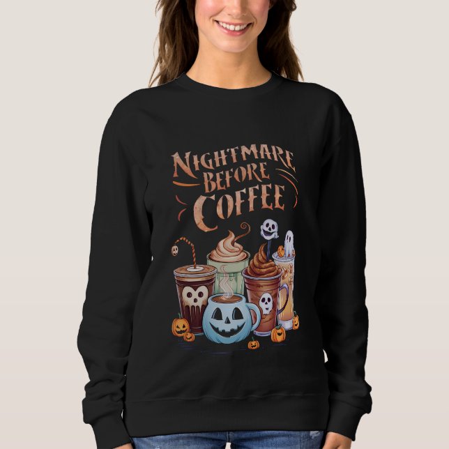 Mardröm före kaffe Pumpa Krydda Halloween T Shirt (Framsida)