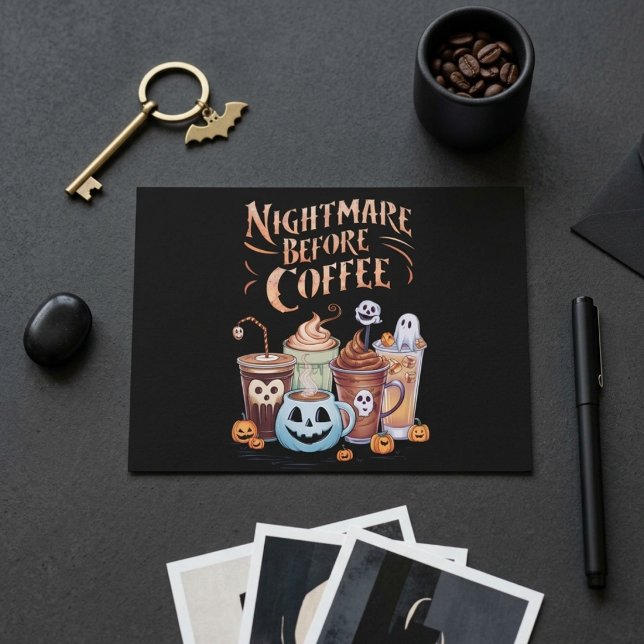Mardröm före kaffe Spöklik pumpa Halloween Vykort (Skapare uppladdad)