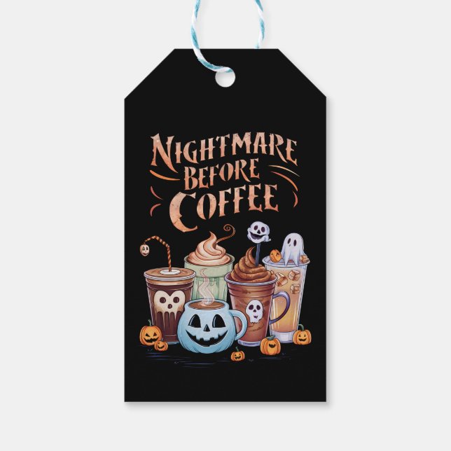 Mardröm innan kaffe Pumpa Krydda Halloween Presentetikett (Baksidan)