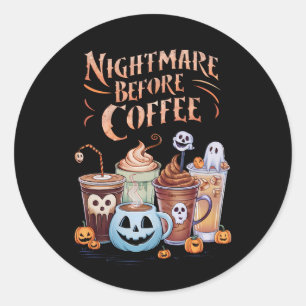 Mardröm innan kaffet Pumpa Kryddad Halloween Runt Klistermärke