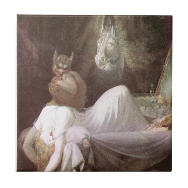 Mardrömmen: Henry Fuseli; 18th C. Kakelplatta (Framsidan)