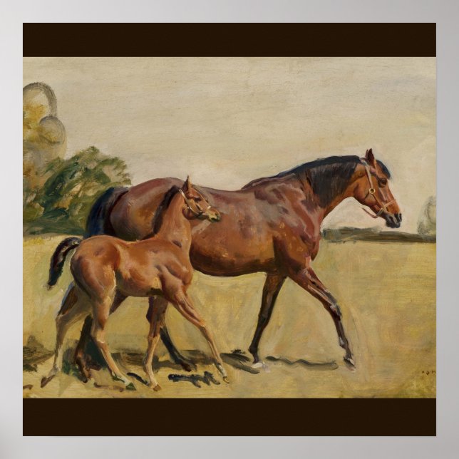 Mare and Foal by Munnings Poster (Framsidan)