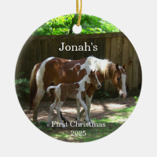 Mare & Foal Baby första julprydnad Julgransprydnad Keramik