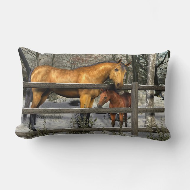 Mare och fal i Winter Lumbar Pillow Lumbarkudde (Framsida)