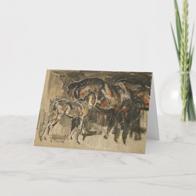 Mare och föl | Joseph Crawhall Kort (Framsida)