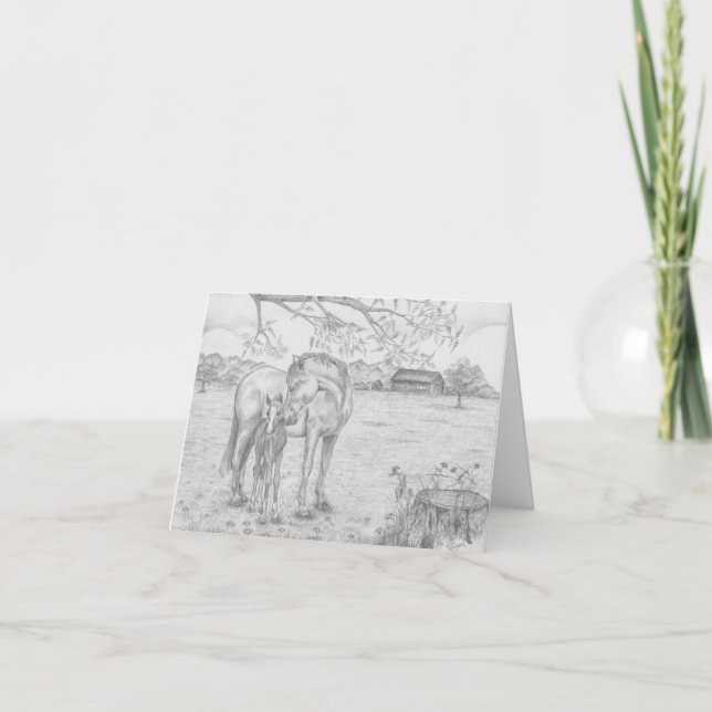 Mare och föl kort (Framsida)