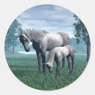 Mare och föl runt klistermärke