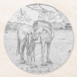 Mare och föl underlägg papper rund