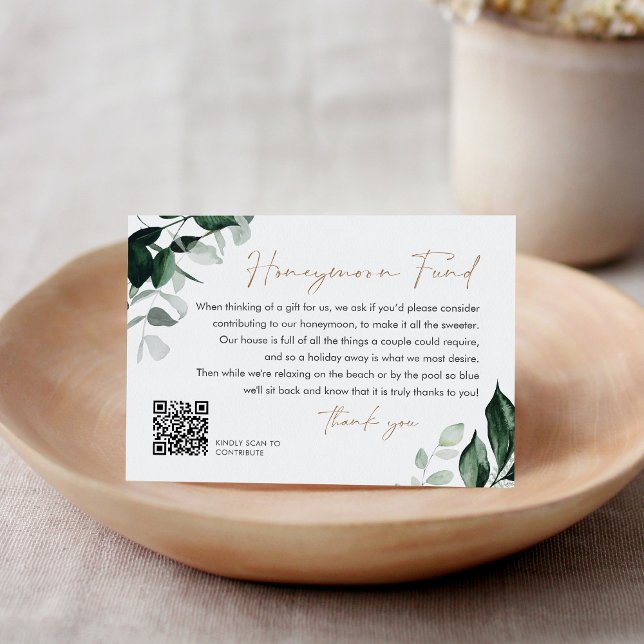 MAREE Greenery Bröllop Honeymoon Fund QR-kod Tilläggskort (Skapare uppladdad)
