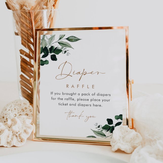 MAREE Greenery Diaper Raffle Sign Poster (Skapare uppladdad)
