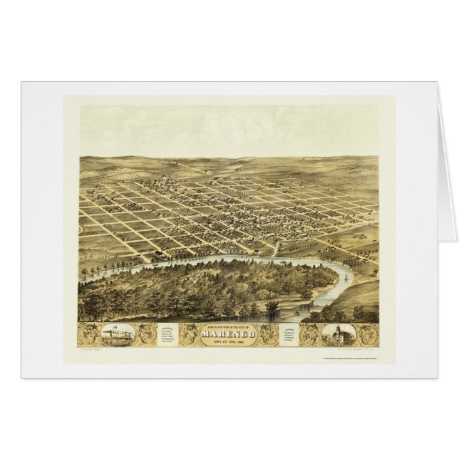 Marengo panorama- karta för IA - 1868 Hälsningskort (Framsidan Horizontal)