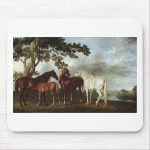 Mares och föl i en flod landskap George Stubbs Musmatta