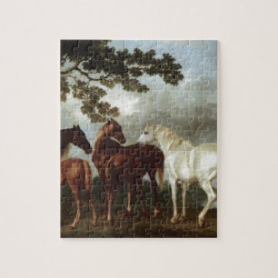 Mares och föl i en flod landskap George Stubbs Pussel