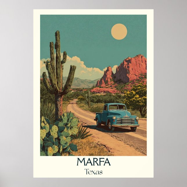 Marfa Texas Desert Vista Art Poster (Framsidan)