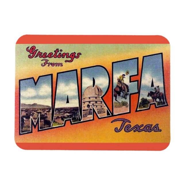Marfa Texas Magnet - Vintage resor (Horisontell)