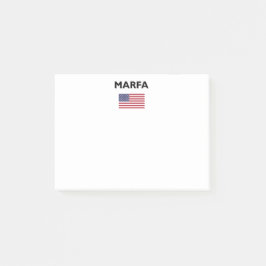 Marfa Texas USA American Flagga Light-Färg Post-it Block