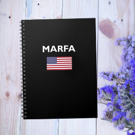 Marfa Texas USA Amerikanska Flagga Mörk Färg Anteckningsbok