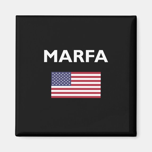 Marfa Texas USA Amerikanska Flagga Mörk Färg Magnet (Framsidan)
