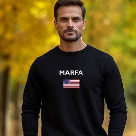 Marfa Texas USA Amerikanska Flagga Mörk Färg T Shirt