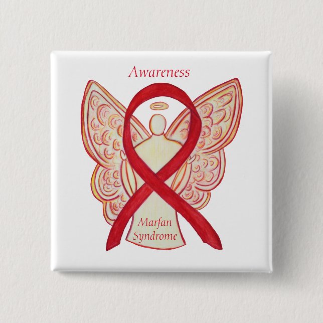 Marfan Syndrome Angel Awareness Ribbon Anpassnings Knapp (Framsida)