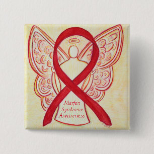 Marfan Syndrome Angel Awareness Ribbon Anpassnings Knapp