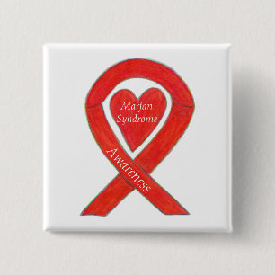 Marfan Syndrome Awareness Heart Ribbon Anpassnings Knapp