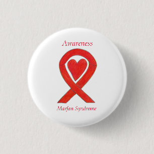 Marfan Syndrome Awareness Heart Ribbon Anpassnings Knapp