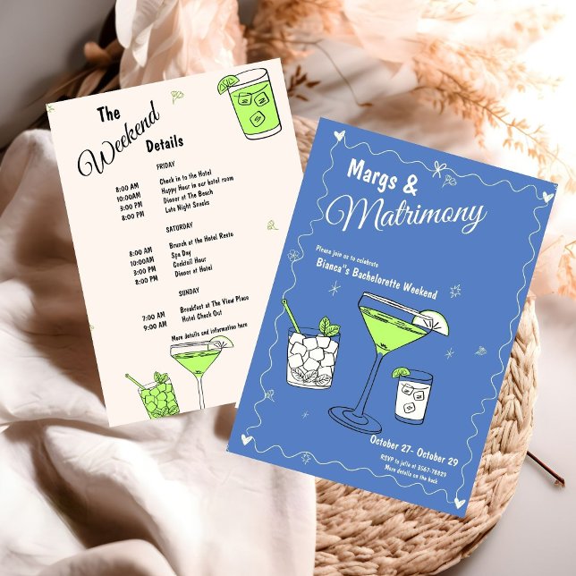 Marg & Matrimony Bachelorette Helg Itinerary Inbjudningar (Skapare uppladdad)